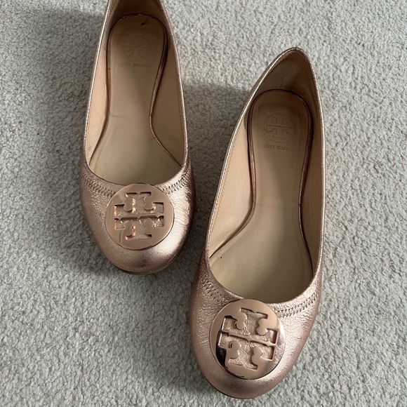 Tory Burch Rose Gold ballet flats - 8M - leather - Picture 1 of 3